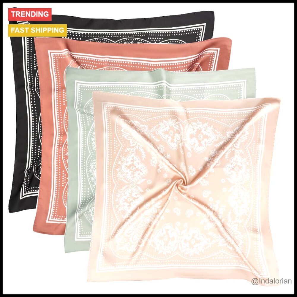 Vintage Silk Scarf Elegant Satin Wrap Multifunctional Hair Accessory Boho Chic